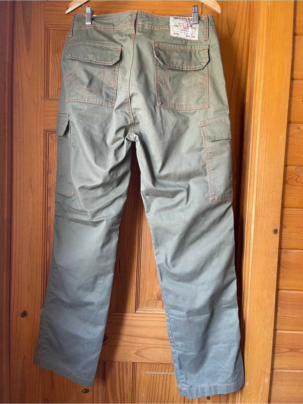 True Religion Men's Olive Green Cargo Pants